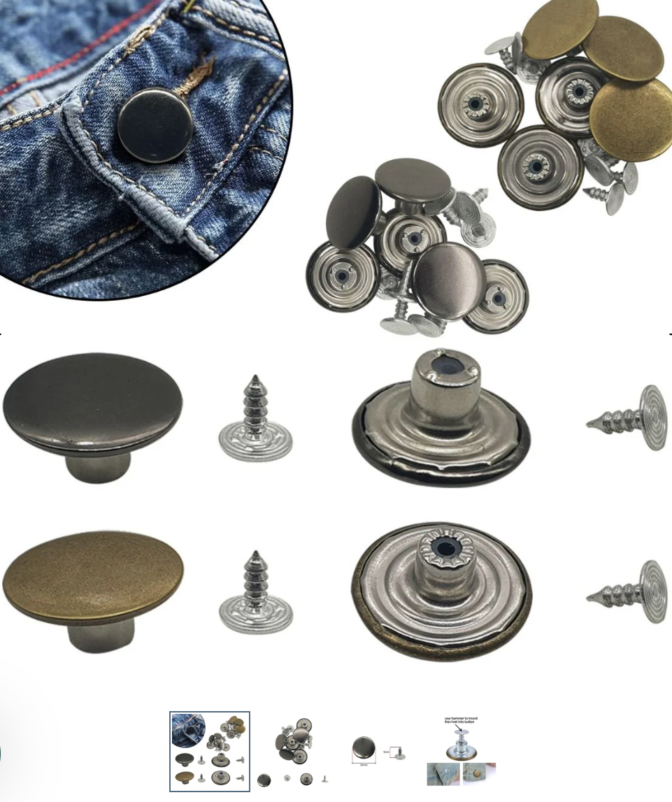 Hammer on button for jeans
