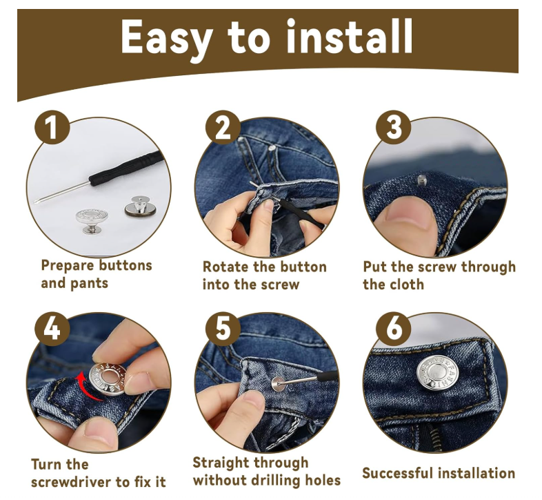 Screw-on button for jeans